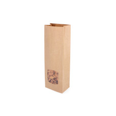 Brun bagepose med PE-barriere og vindue 80x50x240 mm, 50-pak