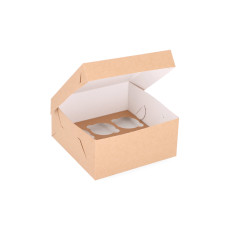 Cupcakeæske til 6 cupcakes med specialfremstillet indsats 210x210x100  mm Brun (10-pak)