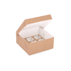 Cupcakeæske til 9 cupcakes med specialfremstillet indsats 210x210x100  mm Brun (10-pak)