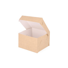 Klassisk kageæske 150x150x100 mm Naturbrun (100-pak)