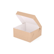 Klassisk kageæske 210x210x105 mm Naturbrun (100-pak)