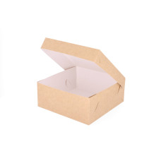 Klassisk kageæske 260x260x110 mm Naturbrun (100-pak)