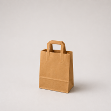 Papirpose med flade hanke i kraftpapir 180x80x220 mm brun (500-pak)