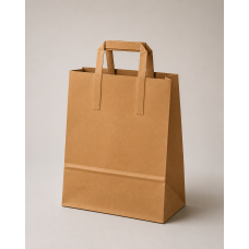 Papirpose med flade hanke i kraftpapir 320x120x410 mm brun (250-pak) Papirpose med flade hanke i kraftpapir 320x120x410 mm brun (250-pak)