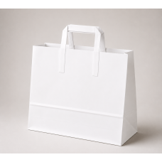 Papirpose med flade hanke i kraftpapir 450x170x480 mm hvid (150-pak) Papirpose med flade hanke i kraftpapir 450x170x480 mm hvid (150-pak)