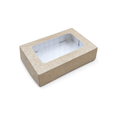 Quick Cake Box 230x150x50 mm vindue – naturlig brun (15-pak)