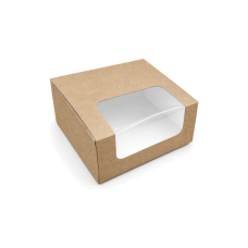 Quick Cake Box 132x132x66 mm vindue – naturlig brun (25-pak)