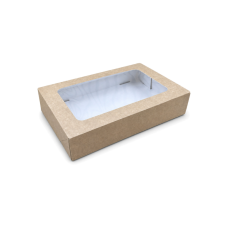 Quick Cake Box 190x130x50 mm vindue – naturlig brun (15-pak)