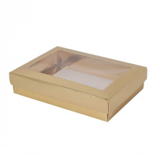 Sober æske og låg vindue 159x112x25 mm guld (100-pak)