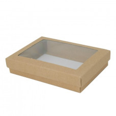 Sober æske og låg vindue 159x112x25 mm brun natur (100-pak)