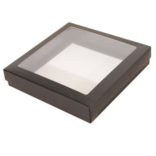 Sober æske og låg vindue 125x125x25 mm sort (100-pak)