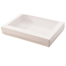 Sober æske og låg vindue 220x160x32 mm hvid (100-pak)