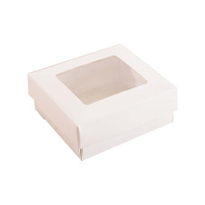 Sober æske og låg vindue 78x82x32 mm hvid (100-pak)