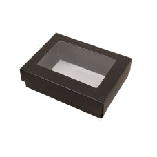 Sober æske og låg vindue 112x82x32 mm sort (100-pak)