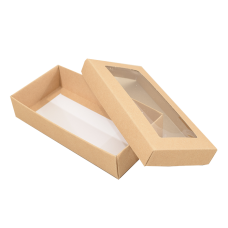 Sober æske og låg vindue 159x78x32 mm brun natur (100-pak)