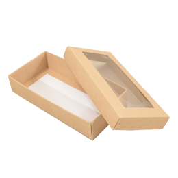 Sober æske og låg vindue 159x78x32 mm brun natur (100-pak)