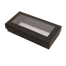 Sober æske og låg vindue 159x78x25 mm sort (100-pak)