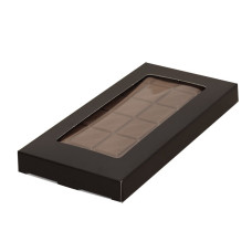 Æsker til chokoladebarer 160x80x15 mm sort med stort vindue (100-pakke)