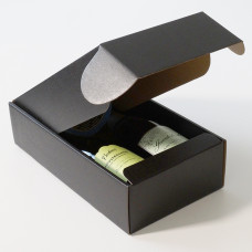 Gift box Linned præget 340x180x90mm sort 2 flasker (30-pak)