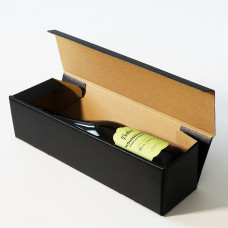 Gift box Linned præget 340x90x90mm sort 1 flaske (100-pak)
