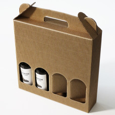 Flaskeboks vindue 295x70x286mm naturlig brun 4 flasker (10-pak)