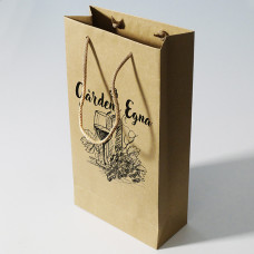 Luksus flaskepose med dit eget tryk 200x90x380mm naturbrun (100-pak)