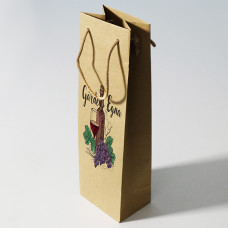 Luksus flaskepose med dit eget tryk 120x90x400mm naturbrun (100-pak)
