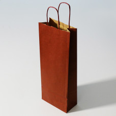 Flaskepose med snoede håndtag 150x80x395 mm vinrød (25-pak)