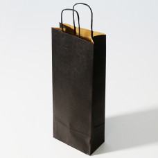 Flaskepose med snoede håndtag 150x80x395 mm sort (25-pak)