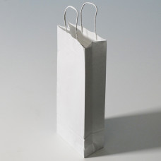 Flaskepose med snoede håndtag 150x80x395 mm hvid (25-pak)