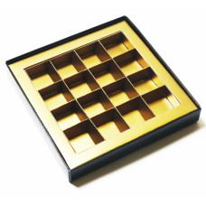 Praline indsats med ramme 160x160x19 mm brunt kraftpap (100 stk)