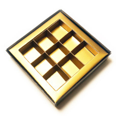 Prøve: Praline indsats med ramme 125x125x19 mm guld 