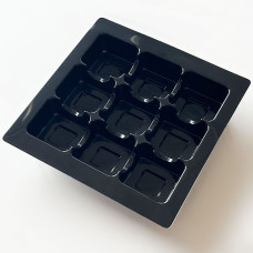 Praliné-indsats 125x125x20 mm 9 pr sort (100-pak) Andensortering