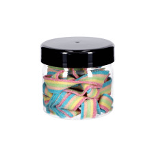 Rund plastikkrukke med sort låg Ø83x70 mm 300ml, 12-pak