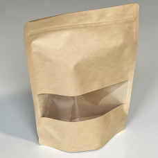 Doypack Standup Zip-poseMed vindue Naturlig brun 130x70x225 mm 100-pack